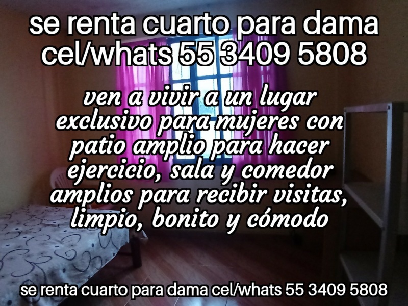 Renta solo mujeres; renta exclusiva mujeres; Fes aragon; cuartos estudiantes; fes aragon nuevo ingreso; departamento estudiantes; recamara estudiantes; habitacion estudiantes; dormitorio estudiantes;